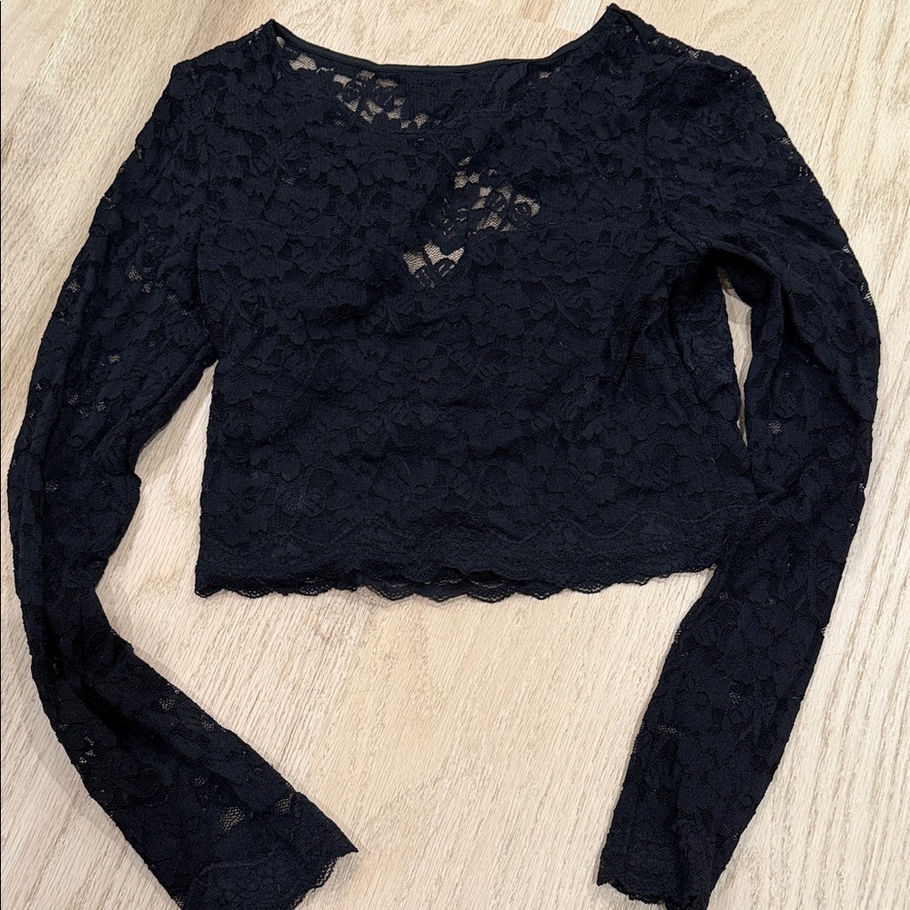 Express Black Lace Crop Top